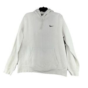Vintage 90s Nike White Embroidered Swoosh Logo Made In USA Hoodie Men's Size L